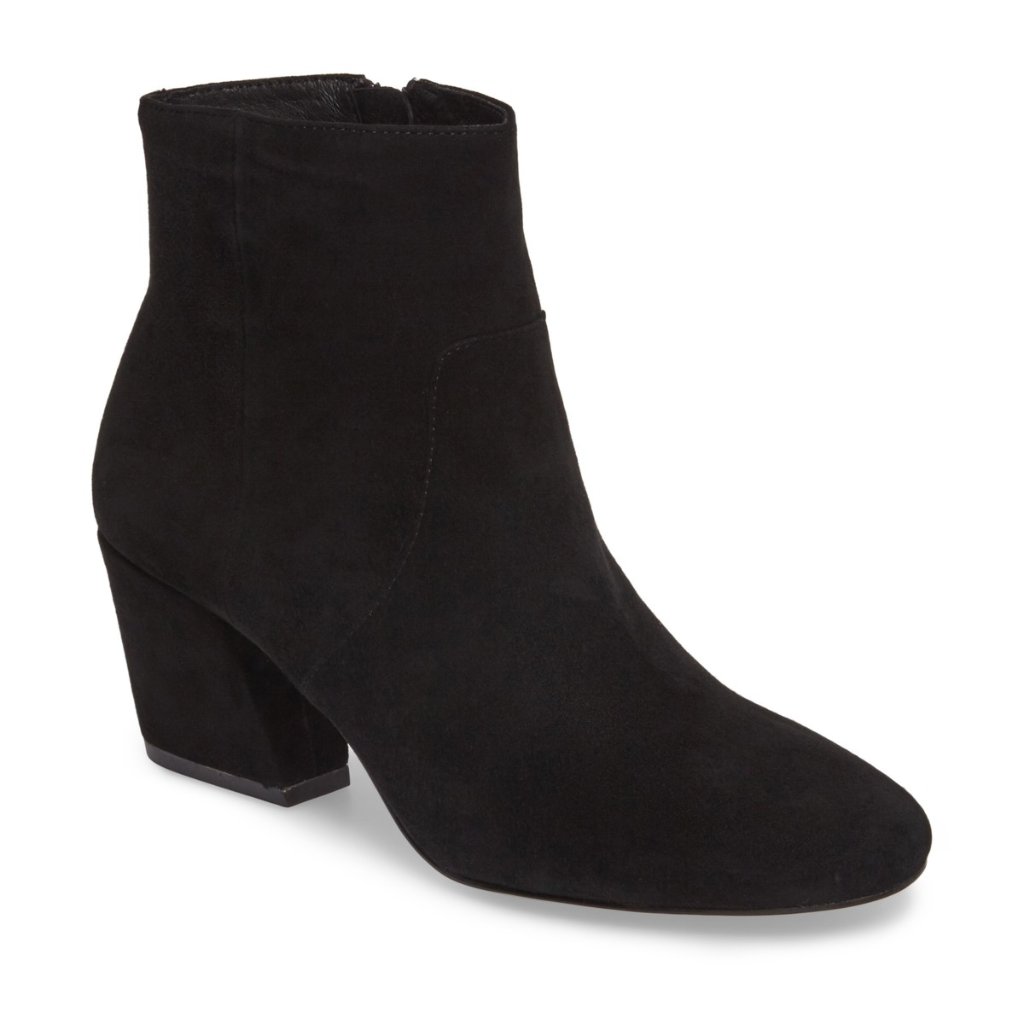 Botkier New York Boots Suede Leather Block Heel Bootie Black Nib Women's 9.5